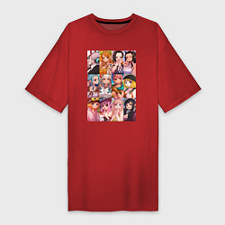 Футболка женская-платье Лучшие девочки One Piece, цвет: красный