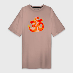 Женская футболка-платье Символ ОМ с девушкой в позе медитации
