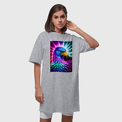 Футболка женская-платье Neon eagle - neural network, цвет: меланж — фото 2