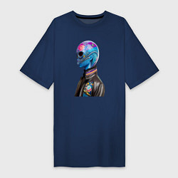 Футболка женская-платье Alien - neural network, цвет: тёмно-синий