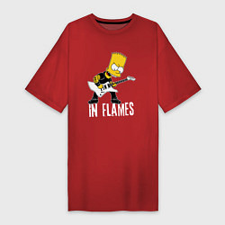 Футболка женская-платье In Flames Барт Симпсон рокер, цвет: красный