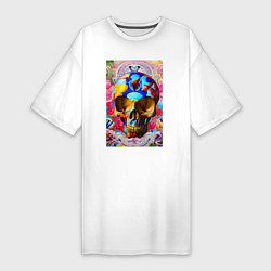 Женская футболка-платье Skull - neural network - art
