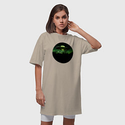 Футболка женская-платье НЛО в тёмном лесу, цвет: миндальный — фото 2