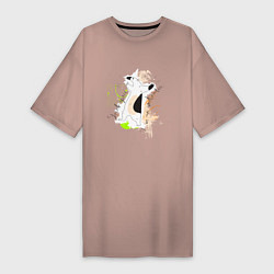 Футболка женская-платье Муравьед: fuck you im anteater, цвет: пыльно-розовый