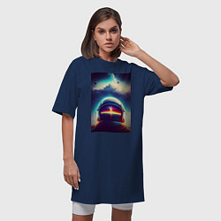Футболка женская-платье Астронавт на орбите, цвет: тёмно-синий — фото 2