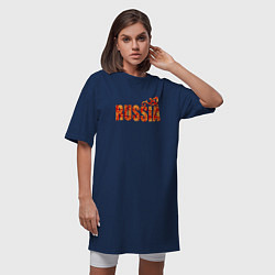 Футболка женская-платье Russia: в стиле хохлома, цвет: тёмно-синий — фото 2