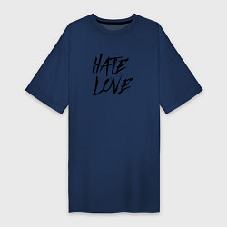Футболка женская-платье Hate love Face, цвет: тёмно-синий