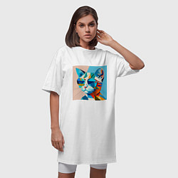 Футболка женская-платье Кот в темных очках Пикассо, цвет: белый — фото 2