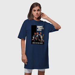 Футболка женская-платье Майкл, Франклин, Тревор из GTA, цвет: тёмно-синий — фото 2
