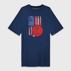 Футболка женская-платье Волейбол США, цвет: тёмно-синий