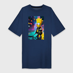 Футболка женская-платье Bart Simpson - urban fantasy, цвет: тёмно-синий