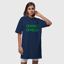Футболка женская-платье Серо-зеленый game over, цвет: тёмно-синий — фото 2