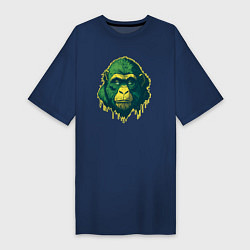 Футболка женская-платье Обезьяна голова гориллы, цвет: тёмно-синий