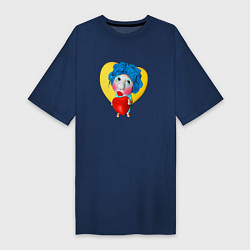 Футболка женская-платье Куколка с сердечком, цвет: тёмно-синий