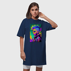 Футболка женская-платье Bart Simpson - cyberpunks not dead - motto, цвет: тёмно-синий — фото 2