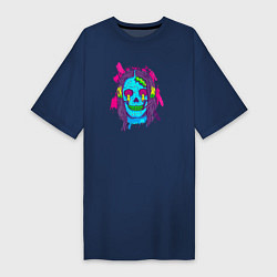 Женская футболка-платье Blue skull