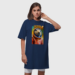 Футболка женская-платье Capybara astronaut - NASA - neural network, цвет: тёмно-синий — фото 2