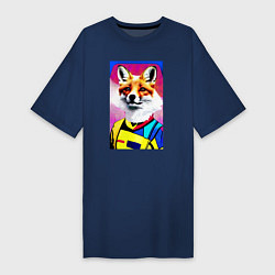 Футболка женская-платье Fox - pop art - fashionista, цвет: тёмно-синий