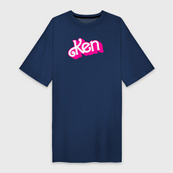 Футболка женская-платье Логотип розовый Кен, цвет: тёмно-синий