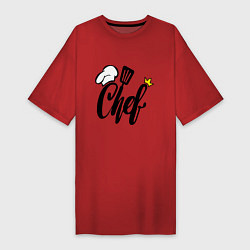 Футболка женская-платье Надпись - шеф повар, цвет: красный