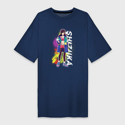 Футболка женская-платье Сидзука, цвет: тёмно-синий