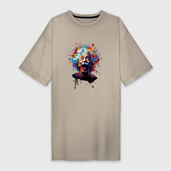 Женская футболка-платье Эйнштейн с языком в краске