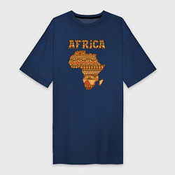 Футболка женская-платье Стиль Африка, цвет: тёмно-синий