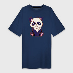 Футболка женская-платье Милашка панда, цвет: тёмно-синий