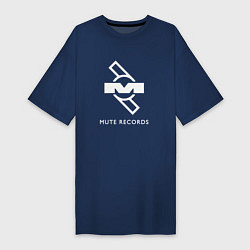 Футболка женская-платье Depeche Mode Mute Records Logo, цвет: тёмно-синий