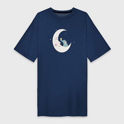 Женская футболка-платье Слонёнок на луне