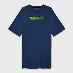 Футболка женская-платье Counter strike 2 green logo, цвет: тёмно-синий