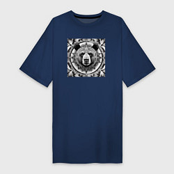 Женская футболка-платье Мандала-медведь