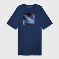 Футболка женская-платье Космическая система, цвет: тёмно-синий