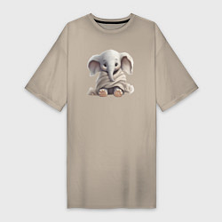Женская футболка-платье Малыш слоненка в пледе