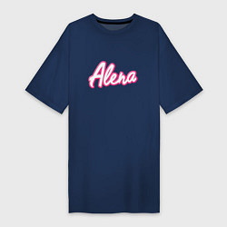 Футболка женская-платье Алена в стиле барби - объемный шрифт, цвет: тёмно-синий