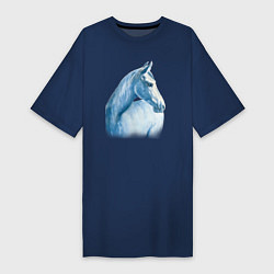 Футболка женская-платье Голубая лошадь, цвет: тёмно-синий