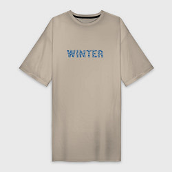 Женская футболка-платье Леттеринг морозные узоры - winter
