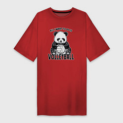 Футболка женская-платье Panda volleyball, цвет: красный