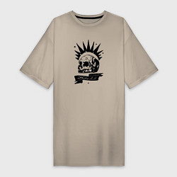 Футболка женская-платье Череп с футболки Хлои из Life is Strange, цвет: миндальный