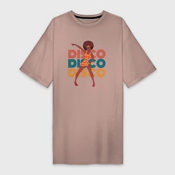 Футболка женская-платье Disco girl, цвет: пыльно-розовый