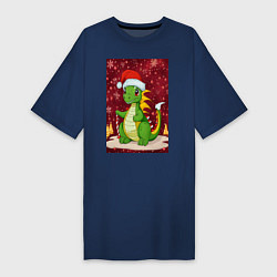 Женская футболка-платье Рождественский дракон