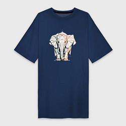 Женская футболка-платье Слон в геометрическом стиле