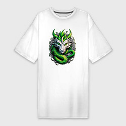 Женская футболка-платье Зеленый дракон символ 2024 года