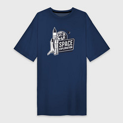 Футболка женская-платье Исследование космоса, цвет: тёмно-синий