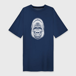 Футболка женская-платье Морда веселой гориллы, цвет: тёмно-синий