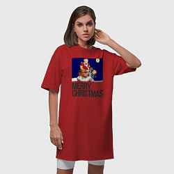 Футболка женская-платье Merry Christmas Simpsons, цвет: красный — фото 2