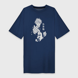 Футболка женская-платье Техника Годжо, цвет: тёмно-синий