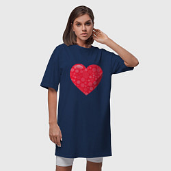 Футболка женская-платье Сердце красное в пятнышках, цвет: тёмно-синий — фото 2
