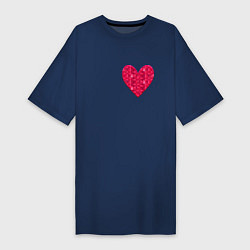 Футболка женская-платье Сердца с текстурным пикселем, цвет: тёмно-синий