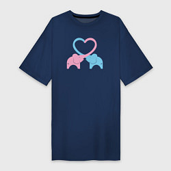 Футболка женская-платье Elephants love, цвет: тёмно-синий